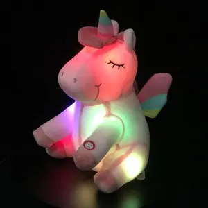 Commercio all'ingrosso glow in the dark giocattolo della peluche roba giocattolo unicorno