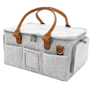 Organizador de Fraldas para Bebês com Tampa, Bolsa de Fraldas Portátil com Múltiplos Compartimentos, Bolsa de Viagem para Itens Essenciais do Bebê - Product Image 1