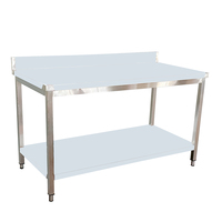 Table de travail robuste en acier inoxydable, plan de préparation pour cuisine commerciale, double étagère, station de lavage multifonctionnelle