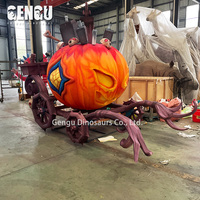 Grande sculpture de carrosse citrouille géante en fibre de verre pour Halloween, avec éclairage LED, accessoire Jack-O'-Lantern, décoration pour parcs à thème et festivals, OEM