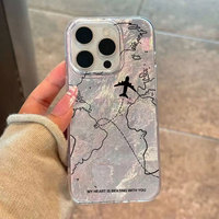 Funda para Teléfono Móvil con Diseño de Mapa de Líneas Aéreas y Patrón Glaciar, Estilo Urbano, para iPhone 11 12 13 14 15 16 17 Pro Max