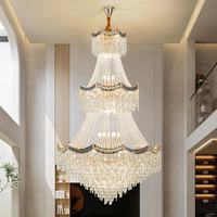 Lámpara Colgante de Estilo Dúplex para Villa, Forma Larga y Elegante, Lámpara de Cristal K9 Moderna para Banquetes, Lámpara Colgante LED Grande de Lujo Moderno