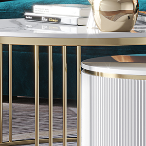 YSS Customized Luxury Modern Bedroom <strong>Side</strong> <strong>Table</strong> <strong>White</strong> Marble Top with Gold Metal Nordic Nesting Coffee <strong>Table</strong> for Home Furniture - Product Image 4
