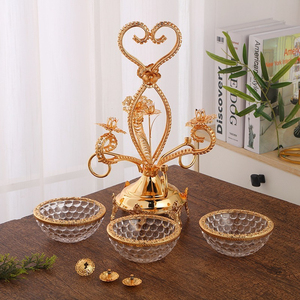 Plateau à fruits en verre trempé et fer forgé, style rétro européen, élégant, décoration de table exquise et accessoire pour hôtels et foyers - Product Image 2