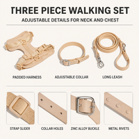 Kit de promenade personnalisé pour animaux de compagnie en tissu réglable avec harnais de poitrine rembourré, collier et longue laisse pour chien – Accessoires d'extérieur sur commande