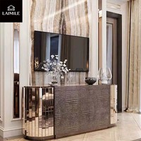 Buffet de luxe moderne pour salon, meuble de rangement décoratif en verre pour villa et maison