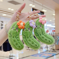 Peluches pour machines à griffes, vente en gros, porte-clés en peluche doux en forme de cornichon, peluches légumes verts, porte-clés en peluche cornichon, breloques de sac en peluche