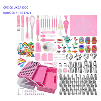 Ensemble d'outils de décoration de gâteaux à trois étages en crème, personnalisable, en gros, avec boîte de rangement, en plastique