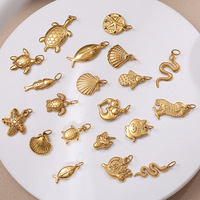 Collier pendentif en acier inoxydable plaqué or 18 carats, motifs tortue et étoile de mer, avec fonctionnalités DIY et foulards
