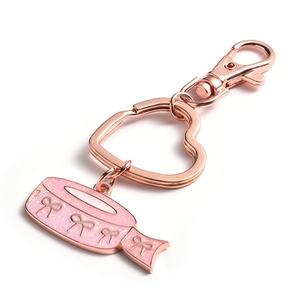 Promotional Gift Cute Heart Bling Rose Gold Enamel Key Chain Metal <b>Pom</b> <b>Pom</b> <b>Keychain</b> - Product Image 5