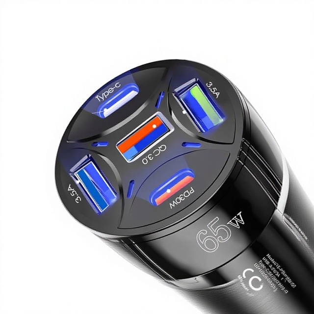LED Dual USB QC3.0/PD3.0 Fast Car Charger 12V-36V 3.1A 2 USB-C Ports Eco-Friendly Waterproof Plastic Motorcycle Vehicle Use
