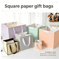 Sacs cadeaux en papier carrés à base large pour bouquets de fleurs et emballages de gâteaux