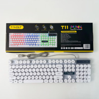 T-WOLF T11 有线键盘 圆键帽 彩色灯光 办公键盘 家用键盘 出厂价
