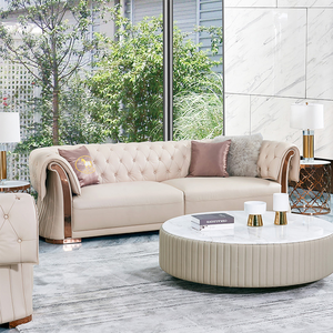 ضوء الفاخرة بعد أريكة جلدية حديثة من ثلاثة أشخاص غرفة المعيشة إيطاليا طقم أريكة الطبقة الأولى جلد البقر أريكة - Product Image 3