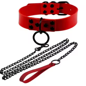 โซ่คล้องคอคอหนัง PU สไตล์พังก์สุดเซ็กซี่คอสเพลย์พร้อมสายจูง BDSM - Product Image 3