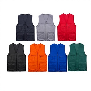 Vêtement de travail, gilet à col en V multi-poches avec fermeture éclair, vêtements de photographie, gilet de bénévole, logo personnalisé, gilet en <span class=keywords><strong>toile</strong></span> 100% coton - Product Image 2