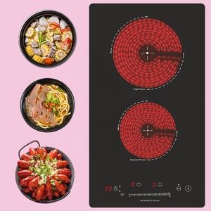 Table de cuisson électrique encastrable à infrarouge céramique 2 brûleurs avec contrôle tactile par capteur 3KW - Product Image 2