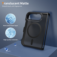 Coque arrière mate givrée pour iPhone DUO avec aimants puissants intégrés, protection des quatre coins, bord surélevé, surface anti-chute, coque Duo