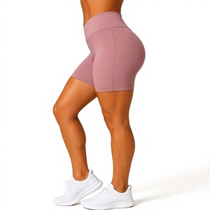 Shorts de sport pour femmes à taille haute, style biker croisé, extensibles, pour yoga, fitness et entraînement - Product Image 2
