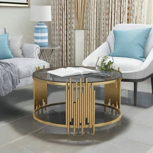 Журнальный столик в стиле середины века из золотистой нержавеющей стали для домашнего бара - Product Image 4