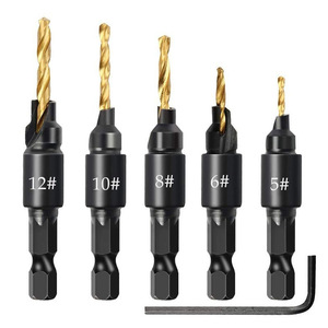 Juego de brocas avellanadoras hexagonales personalizadas para carpintería con bisel integrado para taladro eléctrico - Product Image 1