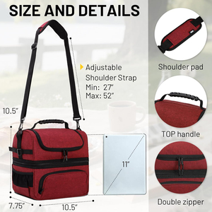 Bolsa Térmica para Almuerzo con Doble Compartimento, Bolsa Refrigerante Impermeable con Secciones Secas y Frías, Correa Ajustable para el Trabajo y Picnic - Product Image 3