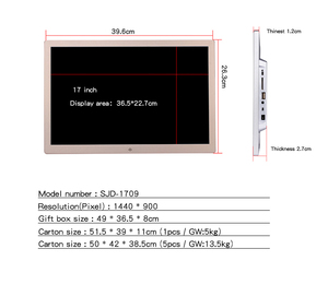 17 Inch 1440x900 Ultra HD Digital Picture <b>Frame</b> Metal Digital Photo <b>Frame</b> With Display and <b>Play</b> Photos Videos Via USB/SD Card - Product Image 4