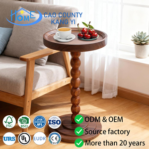 Estante Auxiliar Redondo Pequeño de <span class=keywords><strong>Madera</strong></span> de Nogal de Alta Calidad para Espacios Pequeños, Ideal para Sala de Estar y Dormitorio - Product Image 1
