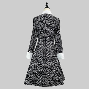 Adams Family Cosplay Dress Black Printed Long Sleeve Costume Halloween Wednesday Outfit Artistic Retro Style - Product Image 3