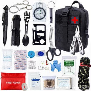 Survival Tool <b>Kit</b> 20x15x10cm Stainless Steel Outdoor Camping Emergency First Aid Gear Set With Compass Flashlight Multi-tool - Product Image 2