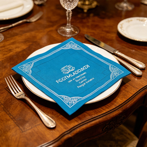 Servilletas de Papel Bordadas Azules Modernas Party Love, 33x33cm, Cuadradas, Duraderas, para Uso en Restaurantes y Cenas, 30 Piezas - Product Image 5