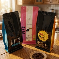 Sacs à café en aluminium imprimés sur mesure de 250 g, 500 g, 1 kg, à fond plat, vides, avec valve, pour l'emballage des grains de café