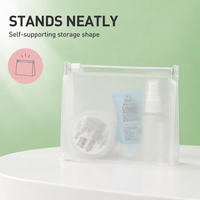 Sac cosmétique transparent en PVC avec logo personnalisé, fermeture éclair, autoportant, étanche, pour le stockage d'échantillons, vente en gros