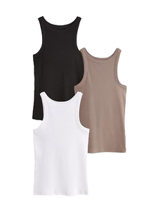 Top de punto sin mangas con cuello redondo transpirable de alta calidad para mujer, estilo casual, con diseño acanalado, novedad de verano 2026 - Product Image 1