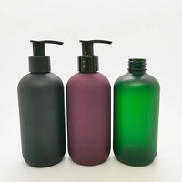 Botol plastik sampo silinder hewan peliharaan, 300ml 500ml kosong Boston bulat kosmetik untuk rambut botol plastik minyak