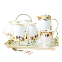 Ensemble de tasses en céramique de luxe léger pour la maison, tasses à eau, ensemble de mugs, théière résistante à la chaleur, style nordique pour salon