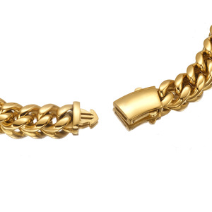 Europa e Stati Uniti nuovo hip hop in acciaio inox titanio acciaio acciaio cubano catena di crittografia collana piegata marchio fibbia - Product Image 2