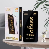 Protection d'écran en verre trempé transparent ESD OG avec colle intégrale pour téléphone portable, protection mobile pour iPhone 15 Plus 16 Pro Max