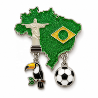 En gros, Épingles de chapeau, Pins de revers en métal, Pins en émail époxy personnalisés avec paillettes, avec motifs de cartes de pays (Brésil, Kenya), breloques pendantes et thèmes Christ Sauveur, Safari