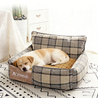 Nid pour animaux de compagnie de petite taille Houndstooth XL, lit pour chien et chat, housse amovible lavable, rafraîchissant, toutes saisons, portable, en fibre