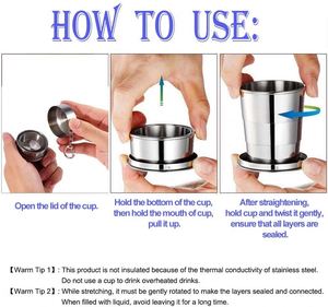 Tasse de camping portable personnalisée en acier inoxydable, gobelet pliable extensible pour l'eau, idéal pour les voyages ou la randonnée - Product Image 5