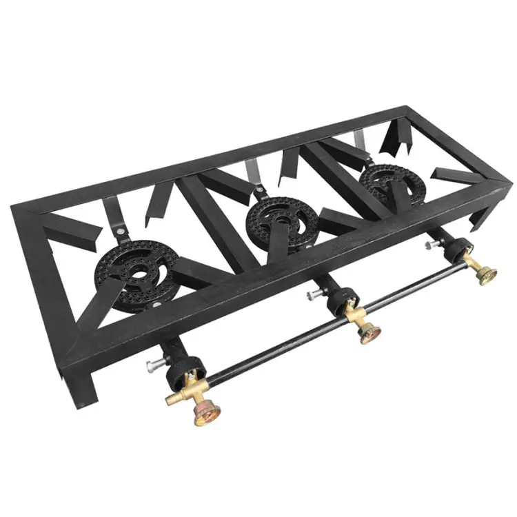 Outdoor Durable 3 Burner Angel Iron Cast Iron Gas Cooking Stove