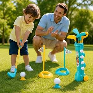 Ensemble de golf pour enfants 48 cm, 3 clubs, 4 balles, 2 tees, 2 coupes de putting, sac de transport à roulettes, jouet de sport intérieur/extérieur, <span class=keywords><strong>cadeau</strong></span> pour enfants - Product Image 5