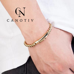 Pulsera de Cadena Dorada para Hombre y Mujer, Acero Inoxidable, Huesos de Dragón, Cadena de Eslabones, Joyería de Muñeca Moderna - Product Image 6