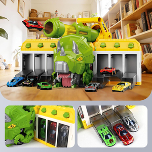 Ensemble de jeu pliable pour tout-petits avec jeu de tir à éjection, camion dinosaure et 12 voitures de course pour enfants - Product Image 5