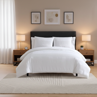 Parure de lit en tissu polyester brodé sur mesure en gros, housse de couette 200TC, moderne, toutes saisons, cadeau de Noël, durable, doux