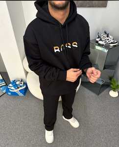 Conjunto Deportivo Unisex de Forro Polar Sólido, Chaqueta de Manga Larga con Cuentas, Transpirable y Cálida para Invierno, Pantalones de Fibra de Bambú, Conjunto para Correr Cómodo - Product Image 4