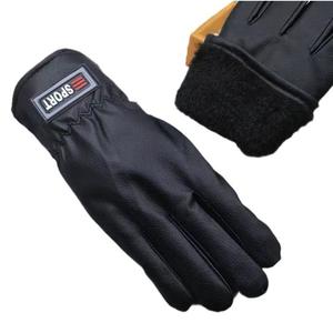 Gants de sport en cuir à doigts entiers, taille unique, noirs, pour le cyclisme, doublés de polaire, chauds, compatibles avec les écrans tactiles - Product Image 1
