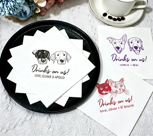 Servilletas de Papel Desechables Personalizadas con Impresión en Lámina Azul Polvo Claro, con Monograma, para Cócteles de Boda - Product Image 5
