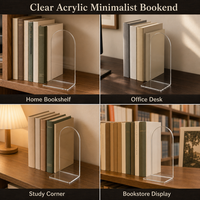 Support de livre en forme d'arche minimaliste transparent personnalisé pour la maison, le bureau, la bibliothèque, la librairie, support de livre en acrylique
